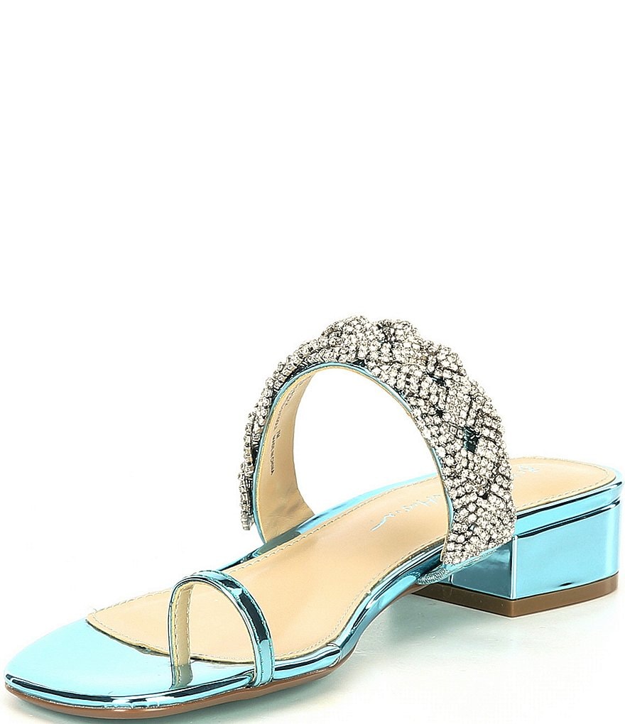 Blue by Betsey Johnson Indie Rhinestone Embellished Toe-Loop Detail Dress Sandals
