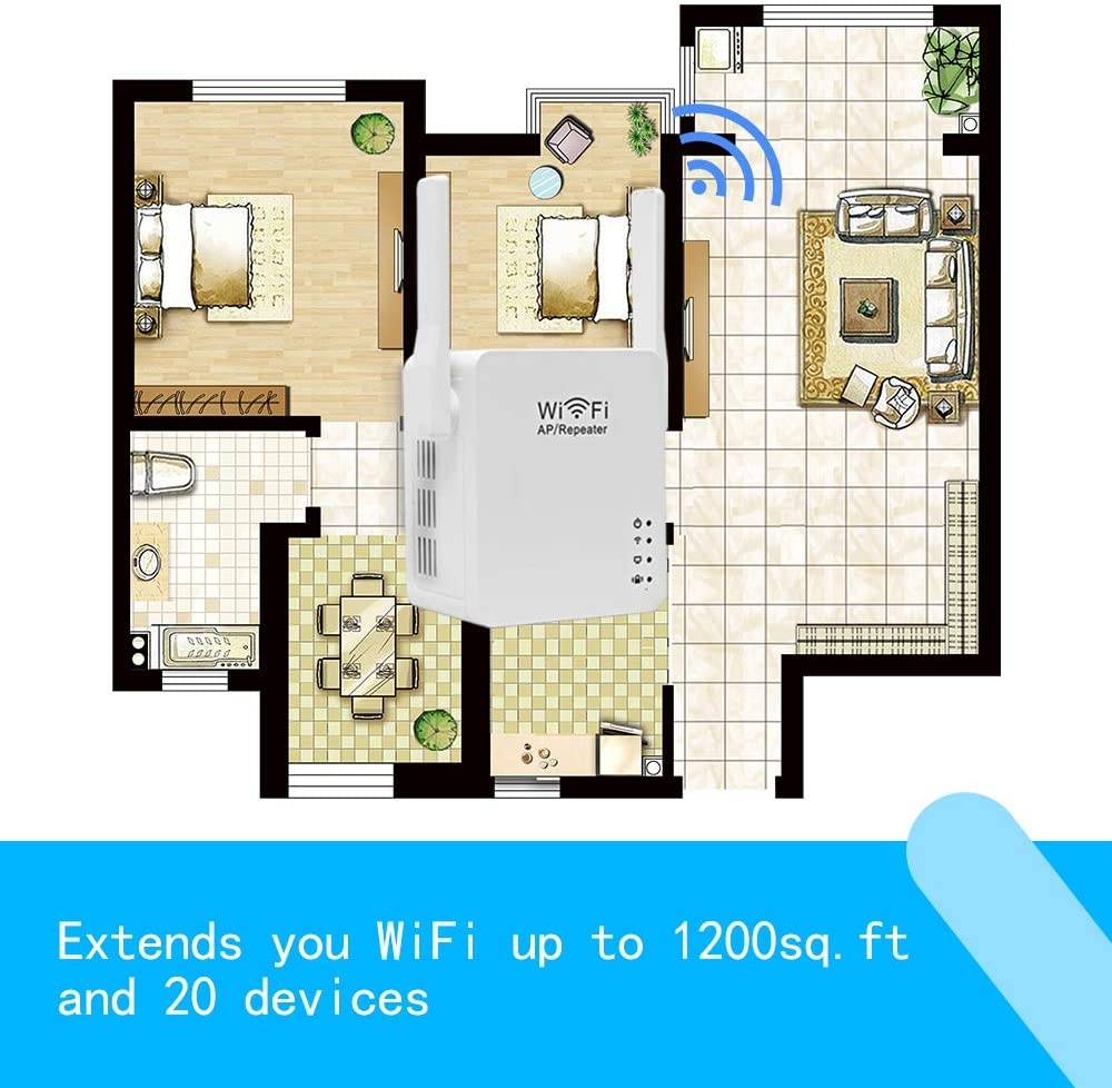 JODELA 300M Wireless WiFi Repeater Network Wireless Router AP Repeater USB Charger Signal Booster Amplifier Access Point WiFi Range Extender with Dual External Antenna for Home Use