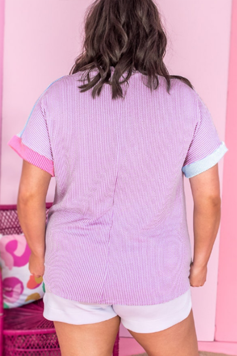 Rose Leopard Print V Neck Plus Size Tee