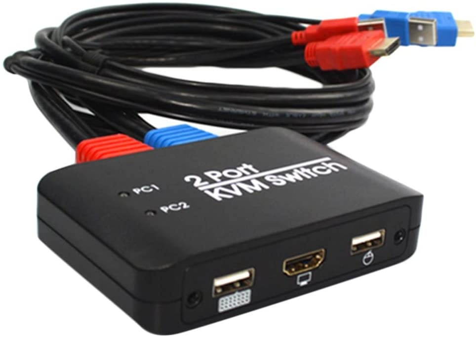 MagiDeal (1 2 Port HDMI USB KVM Switch Button Switcher Video for