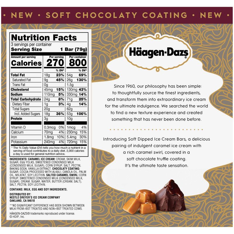 Haagen Dazs Caramel Soft Dipped Bar - 3ct