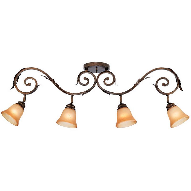 Pro Track(R) Bronze Scroll 4-Light Amber Glass Track Fixture