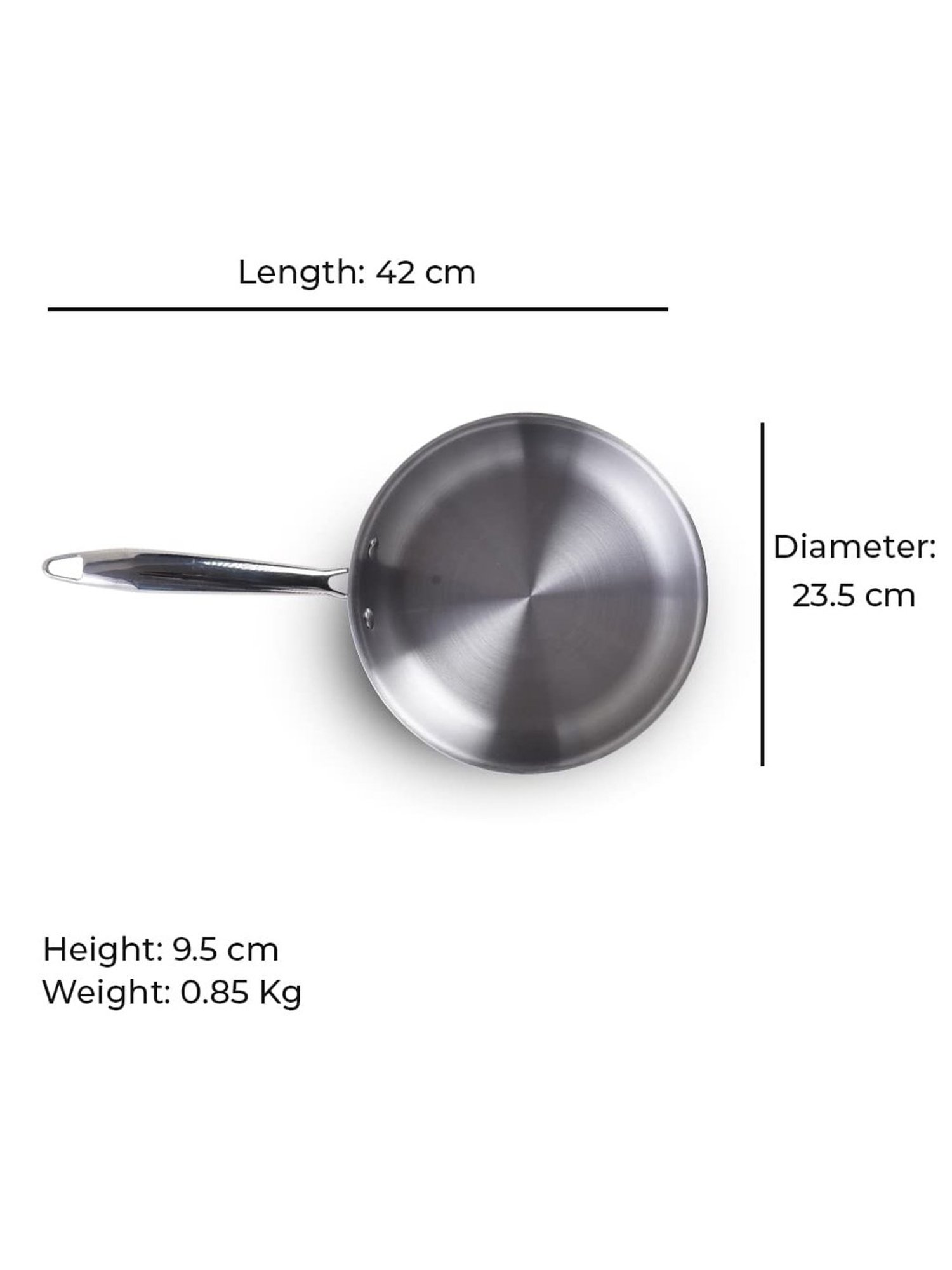 The Indus Valley Silver Tri-Ply Stainless Steel Induction and Gas Compatible 23.5 cm Frypan (1.5L)