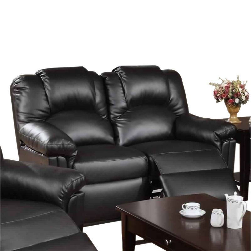 Bonded Leather Recliner Loveseat Black - Benzara