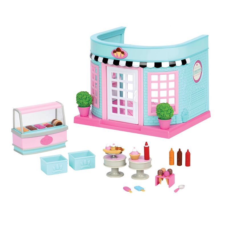 Li'l Woodzeez Shop Playset with Toy Food 23pc - Scoops & Sprinkles Ice Cream Parlor