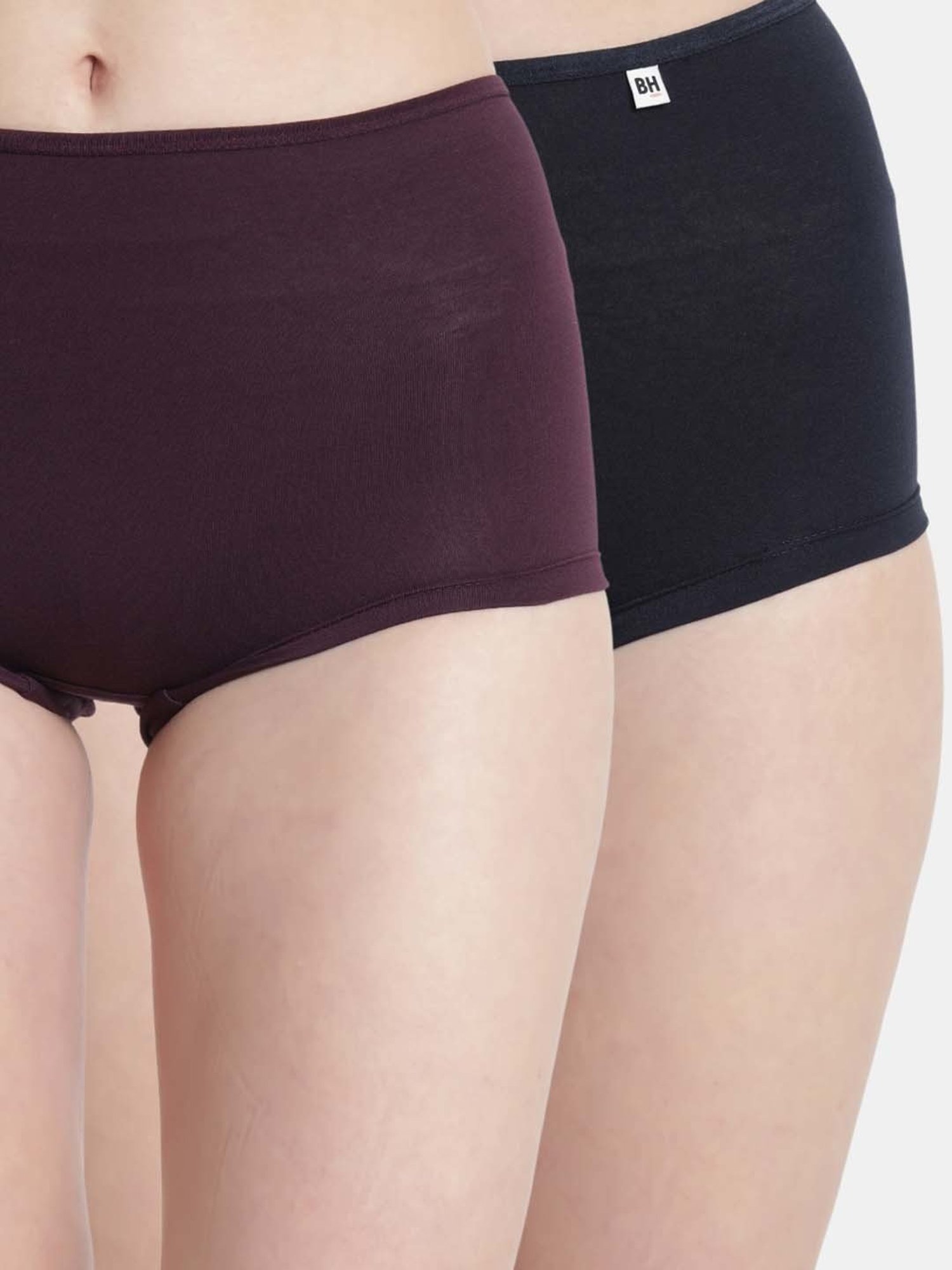 Bleeding Heart Navy & Wine Plain Panties - Pack Of 2