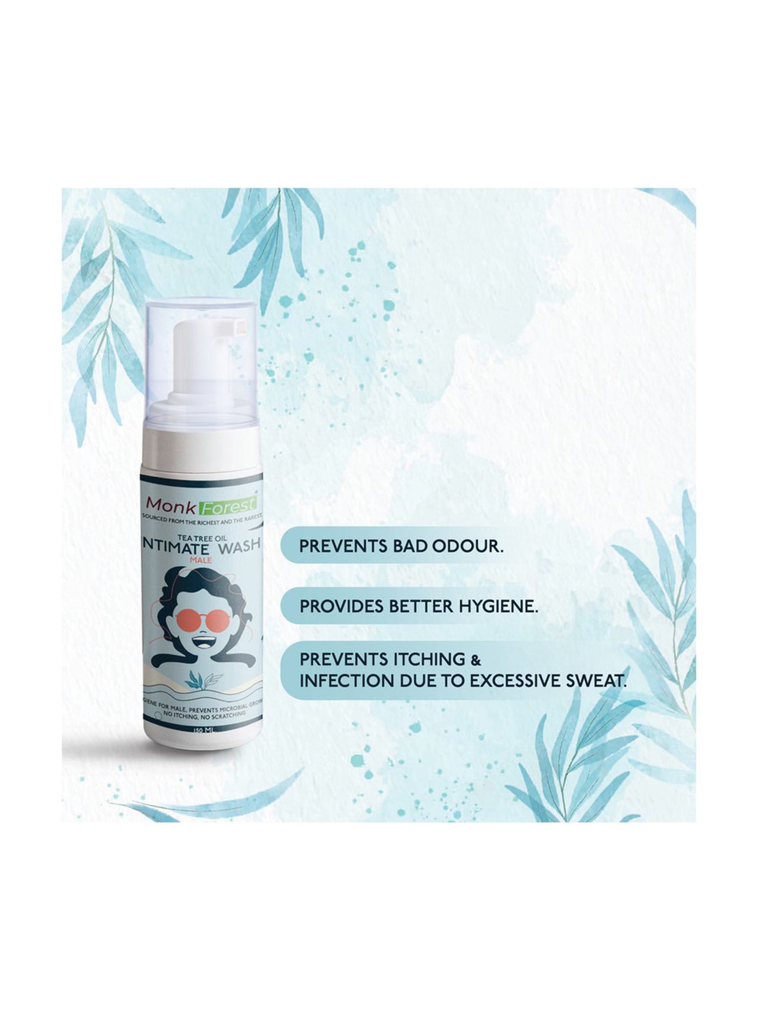 Monk Forest Foaming Intimate Wash for Men with Tea Tree Oil - 150 ml