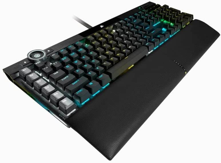 Corsair K100 RGB Mechanical Gaming Keyboard - Cherry MX Speed RGB Silver Keyswitches - AXON Hyper-Processing Technology for 4X Faster Throughput - 44-Zone RGB LightEdge - PBT Double-Shot Keycaps
