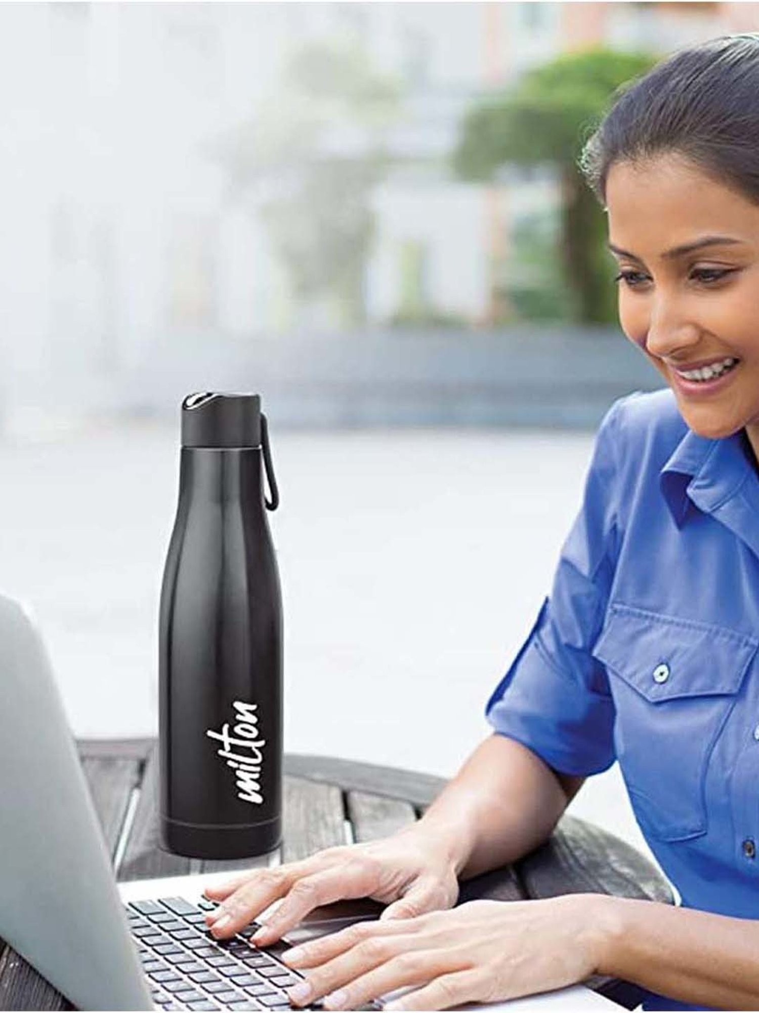 Milton Black Stainless Steel Water Bottle (0.891 L)