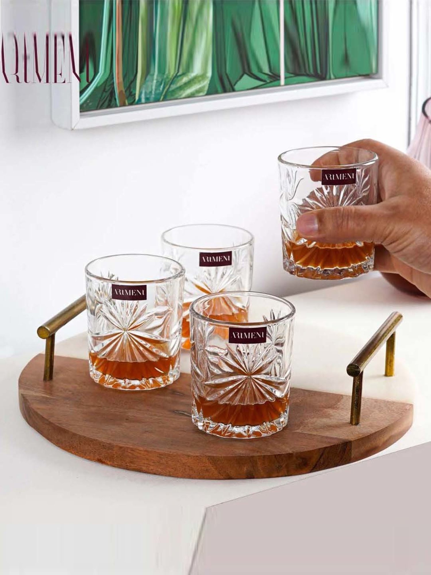 The Artment Impressionist Scotch Savvy Transparent Crystal Whiskey Glass (0.21 L) - Set of 8