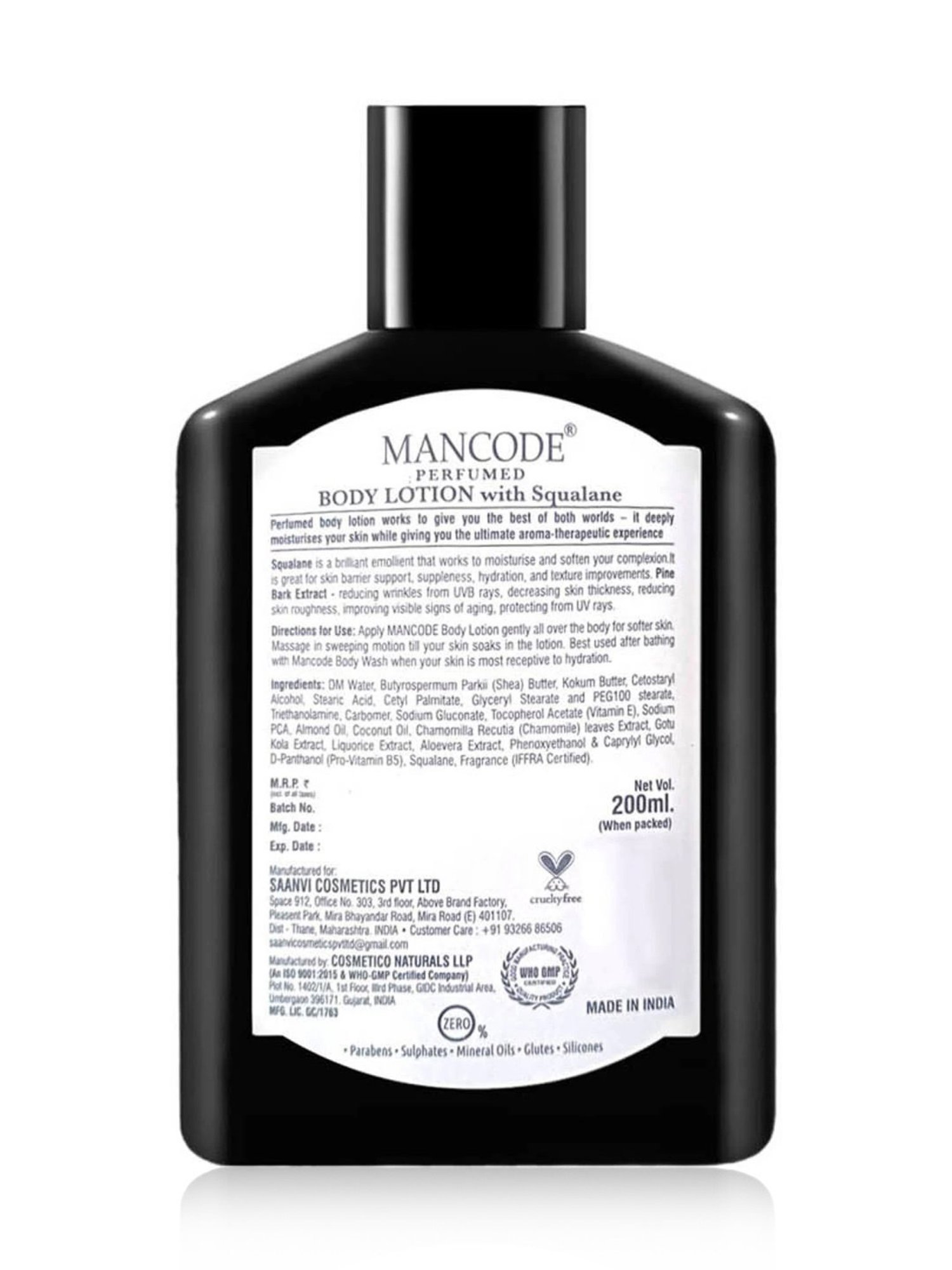 Mancode Aqua Perfumed Body Lotion with Squalane - 200 ml