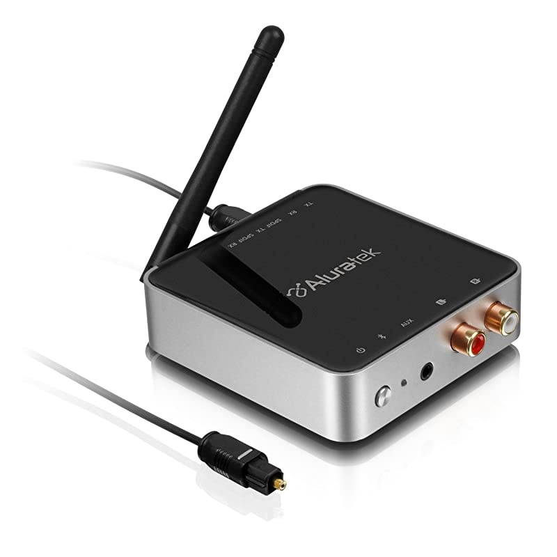 ABC53F Bluetooth Audio Receiver and Transmitter with Bluetooth 5 Stream up to 300 feet AUX RCA and Optical Connections Supported Low Latency aptX Wireless Audio TV to Headphones