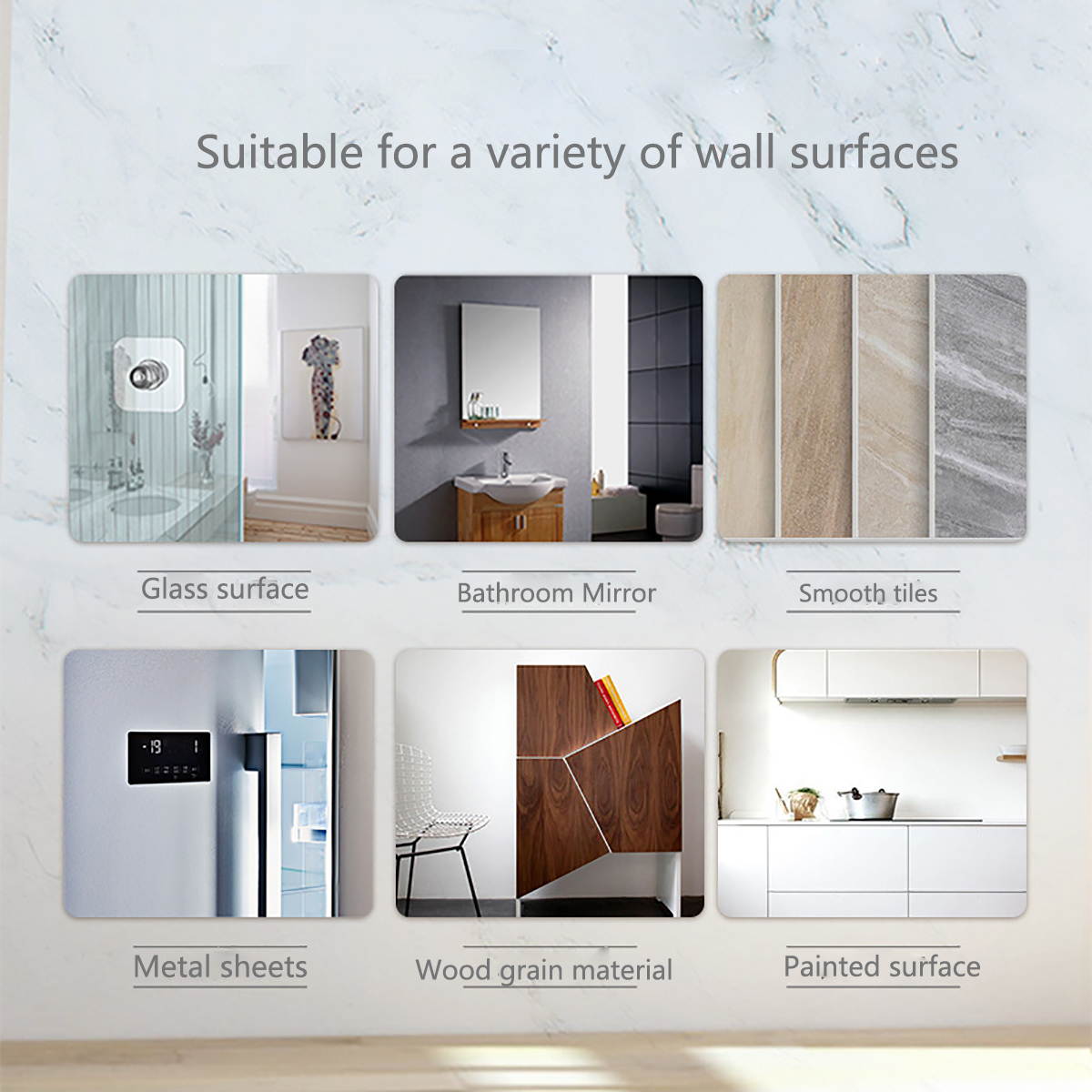 Wall Mount Phone Holder Wall Phone Stand Mount with Adhesive Strip for Bathroom,Kitchen,Office and More ,Compatible with All Phones and Mini Tablet(Silver/Pink)