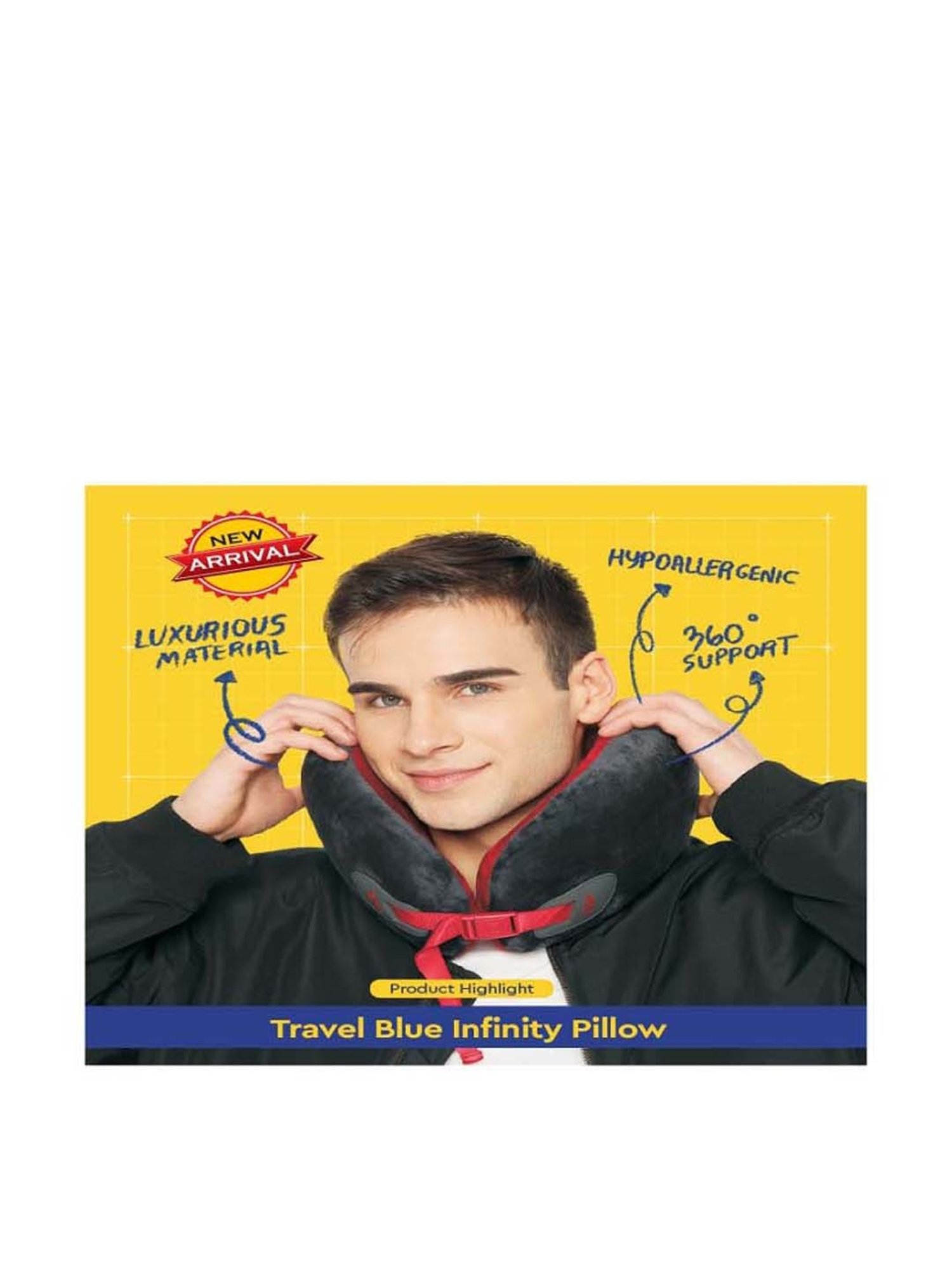 Travel Blue Grey & Red Memory Foam Neck Pillow