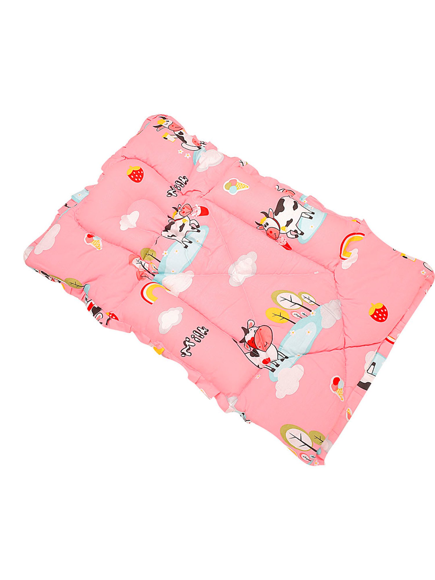 Baby Moo Milkaholic Peach Mattress with Fixed Neck Pillow and Bolsters