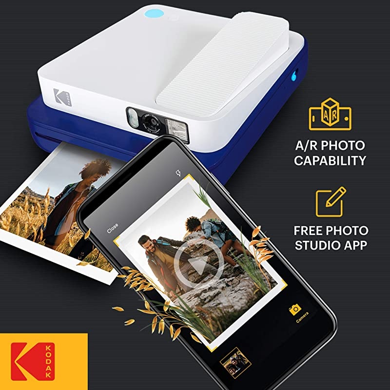 KODAK Smile Classic Digital Instant Camera for 35 x 425  Photo Paper Bluetooth 16MP Pictures Blue
