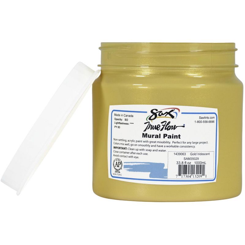 Sax True Flow Acrylic Mural Paint, 33.8 oz Plastic Container, Gold