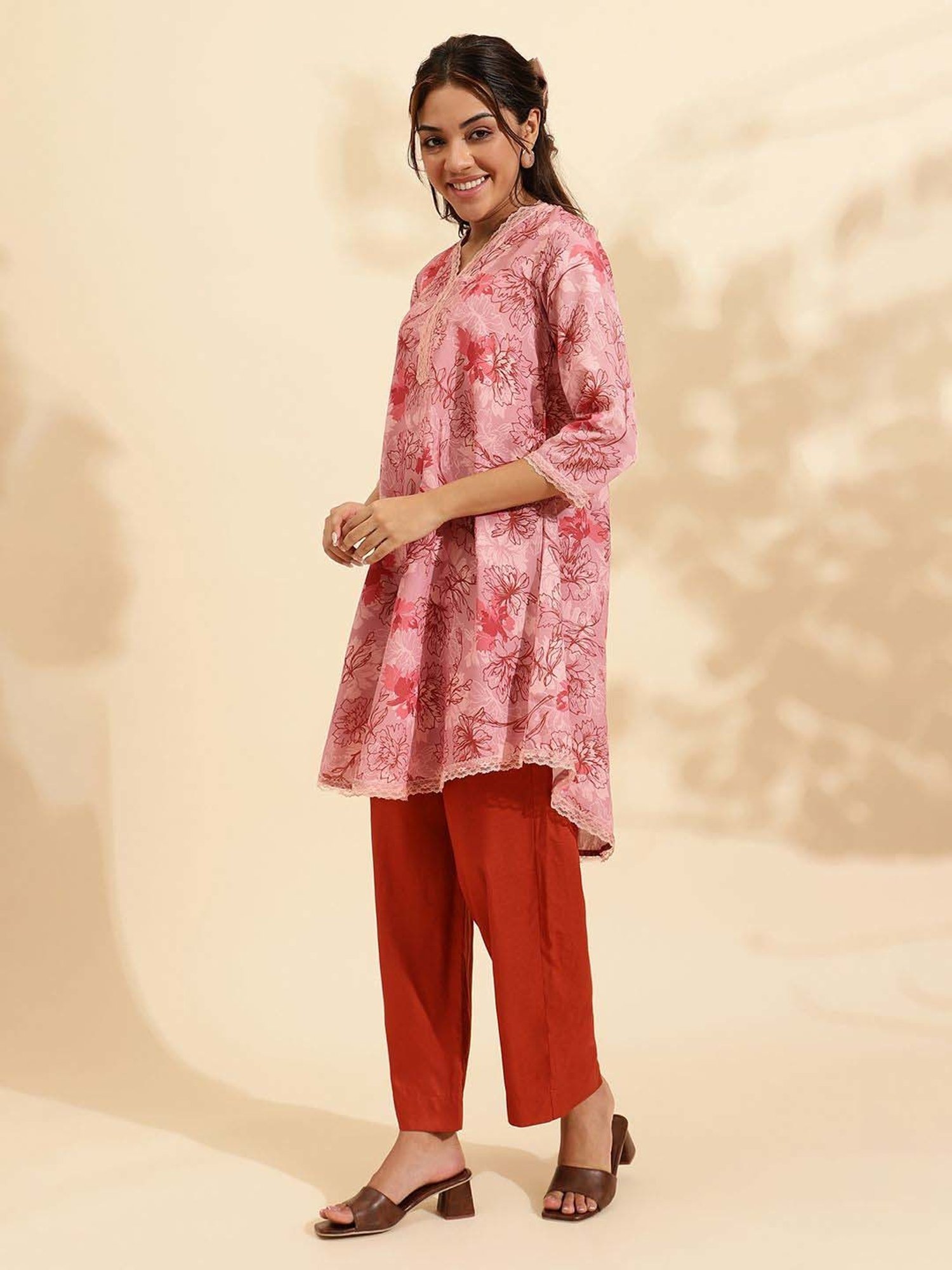 Sringam Pink Printed Co-Ord Sets