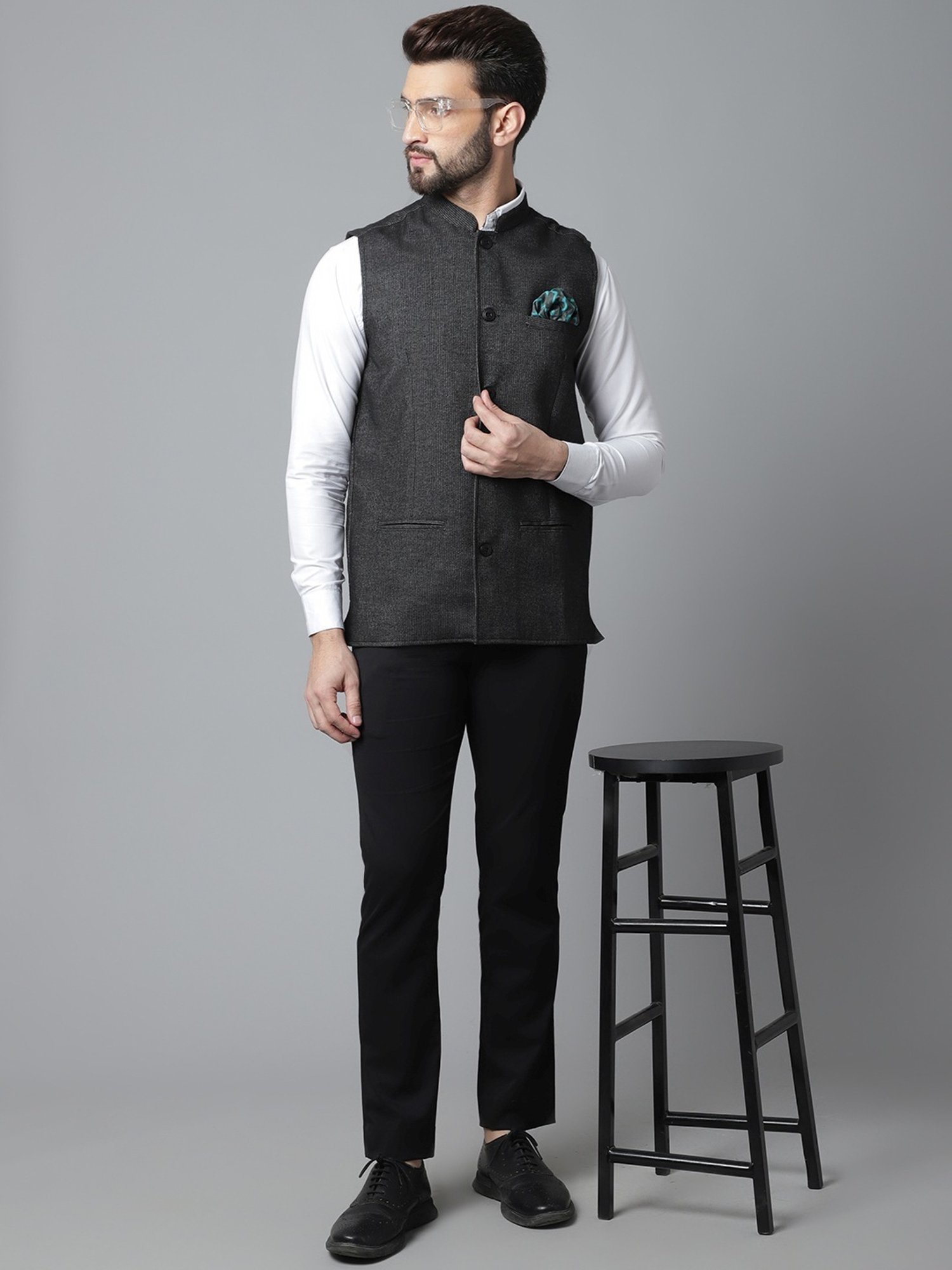 Even Black Regular Fit Nehru Jacket