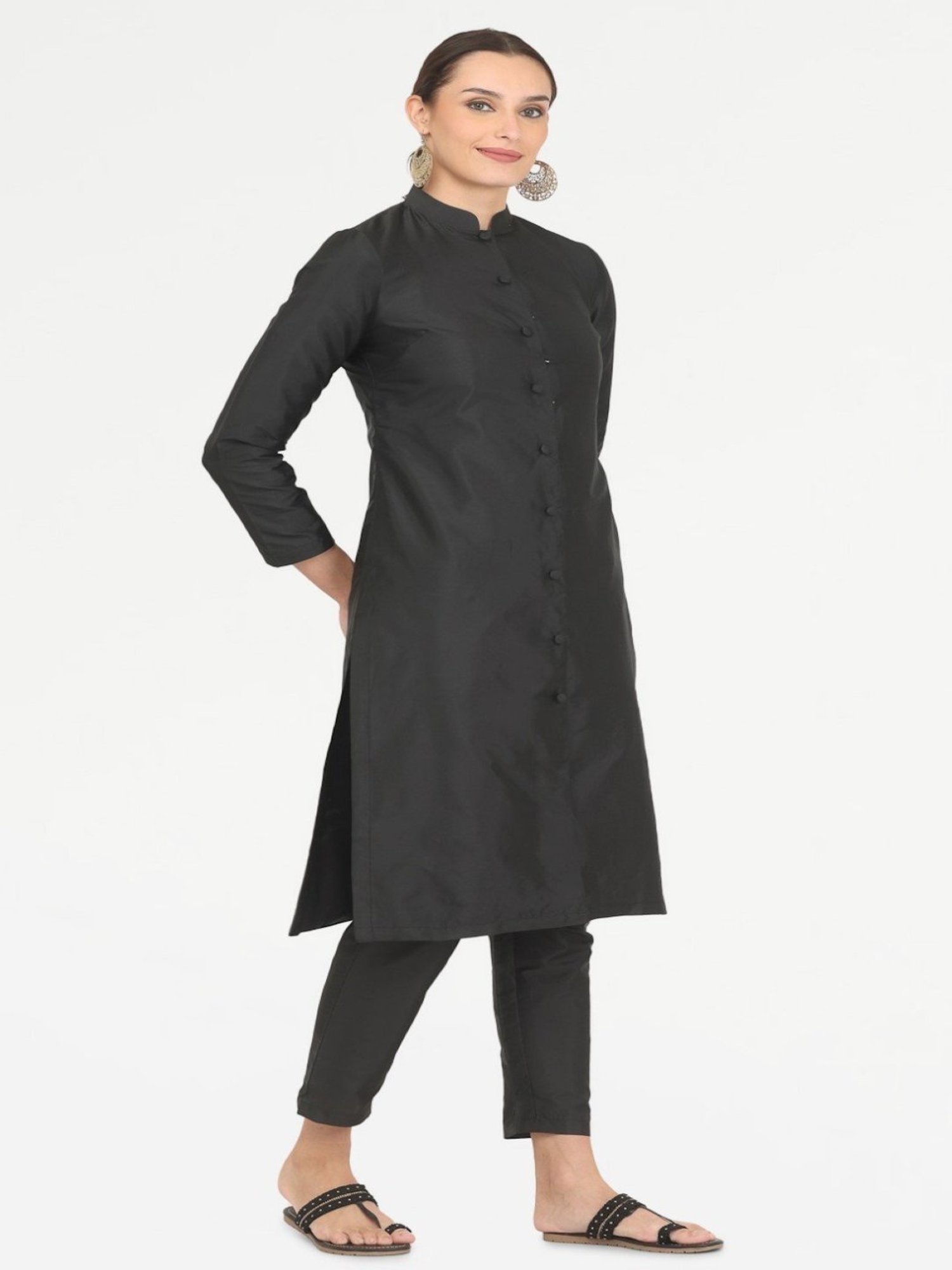 Kaanchie Nanggia Black Taffeta Jacket with Pant