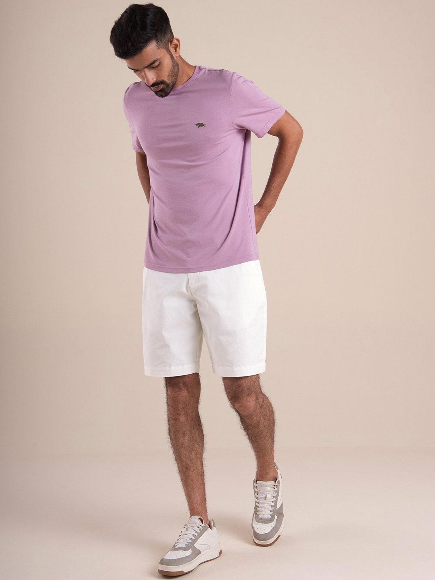 ANDAMEN White Regular Fit Shorts