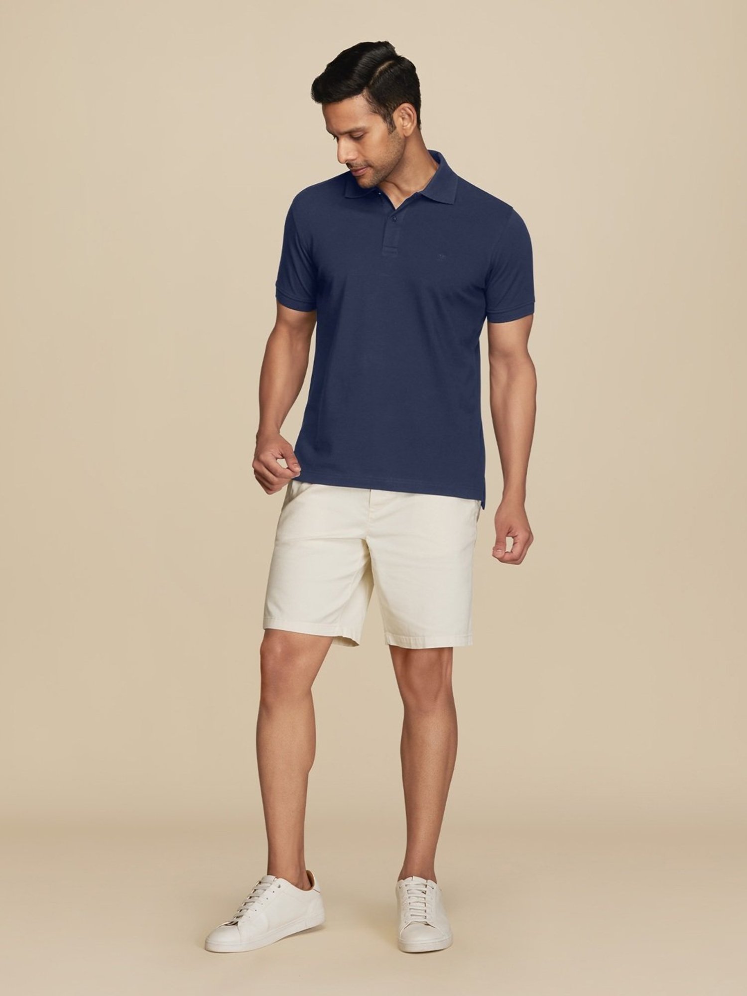 XYXX Midnight Blue Cotton Regular Fit Polo T-Shirts