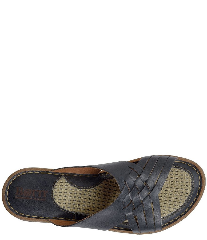 Born Basia Woven Leather Slide Sandals