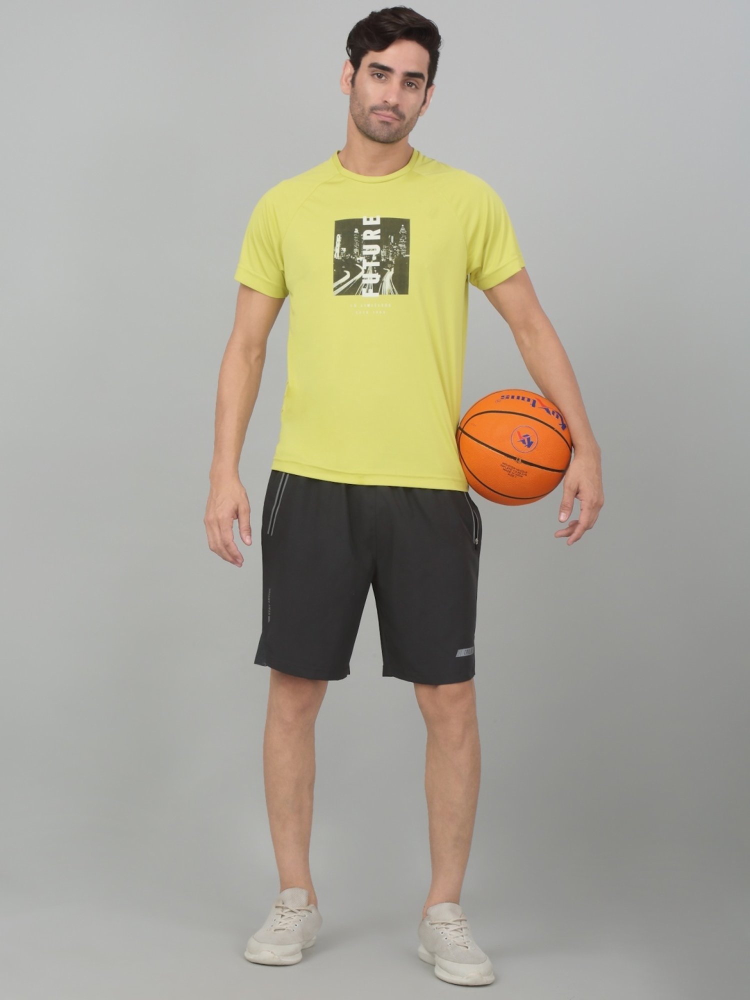 Cantabil Grey Regular Fit Sports Shorts