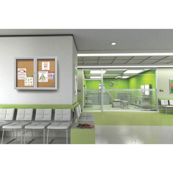 GHENT PA13636K Enclosed Cork Bulletin Board 36x36", 1 Door