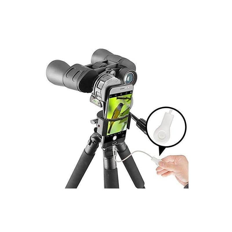 Cell Phone Adapter Mount and Wire Shutter Compatible with Binocular Monocular Spotting Scope Telescope for iPhone Sony Samsung Etc