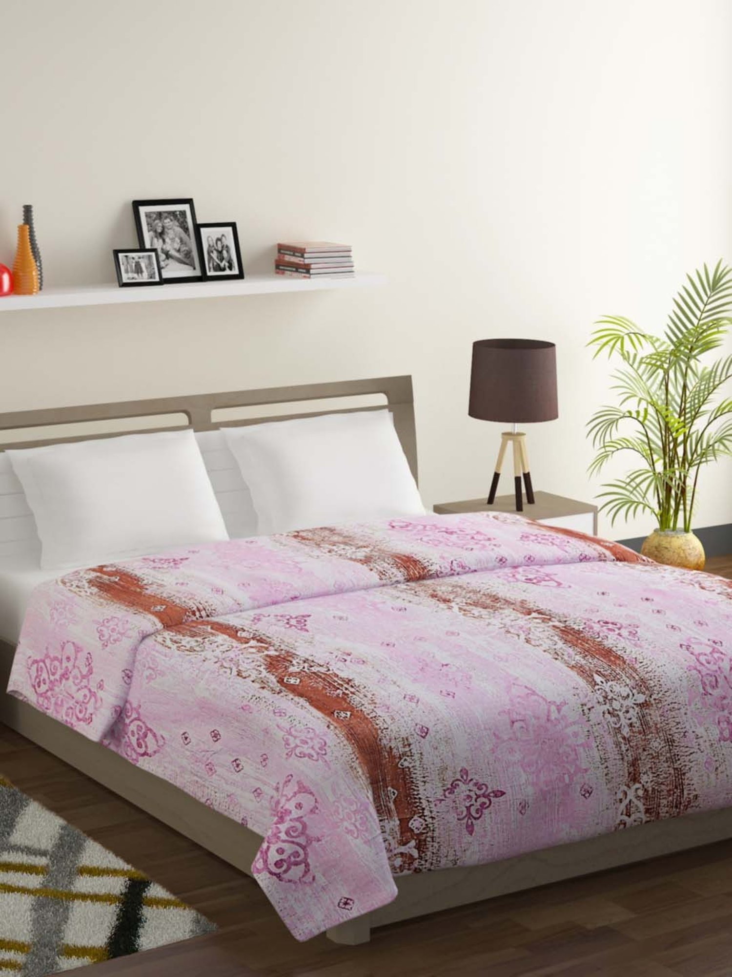 Swayam Veda Pink & Brown Cotton 144 TC Comforter - Set of 1