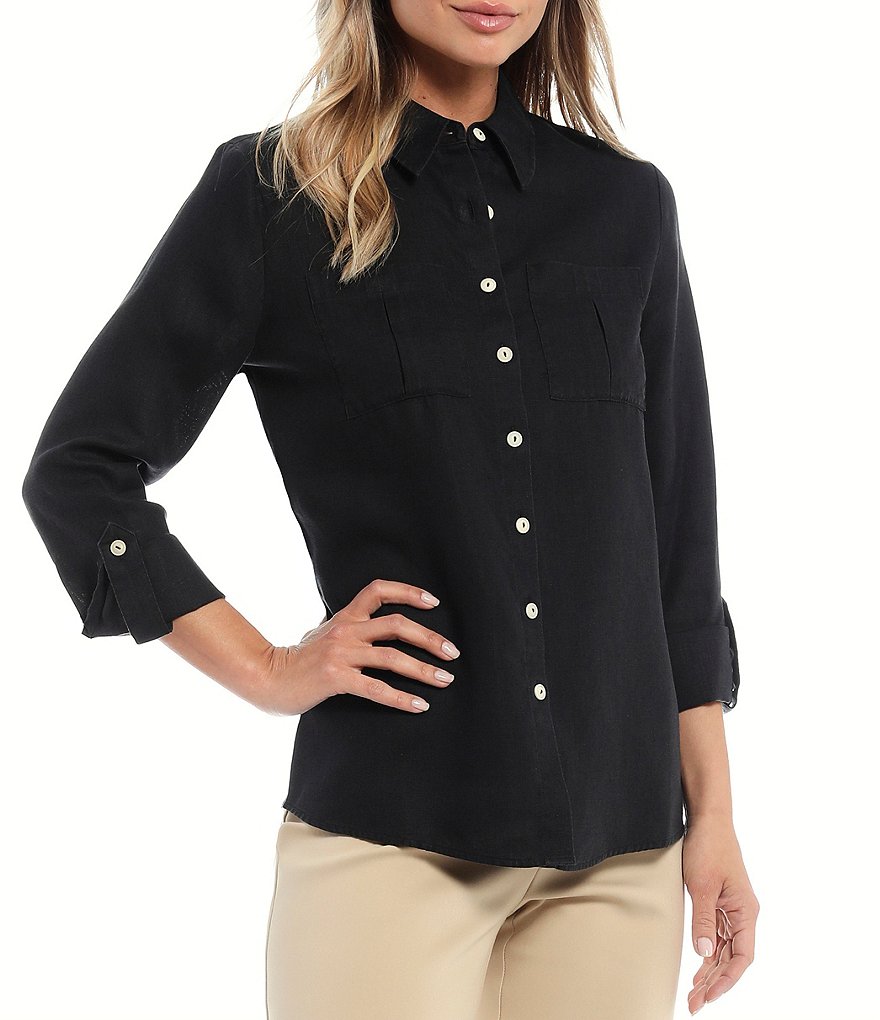 Investments Petites Hannah Gold Label Non-Iron Hemp Relaxed Shirt