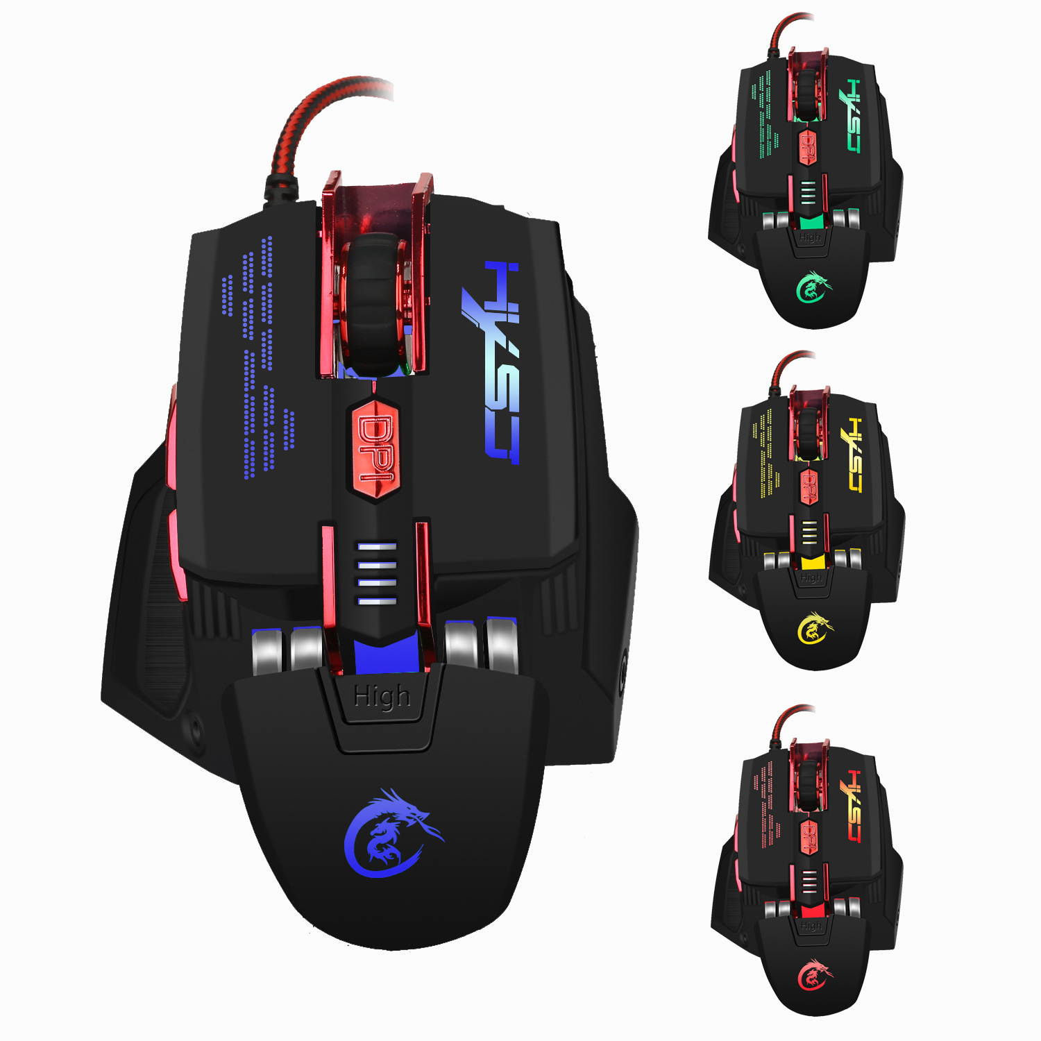 Gaming Mice Gaming Mause 7 Button Wired Mouse DIY  4 Color Breathing Lamp Ajustable 4000DPI USB Mice Mechanical Mouse Gamer For Jedi survival LOL
