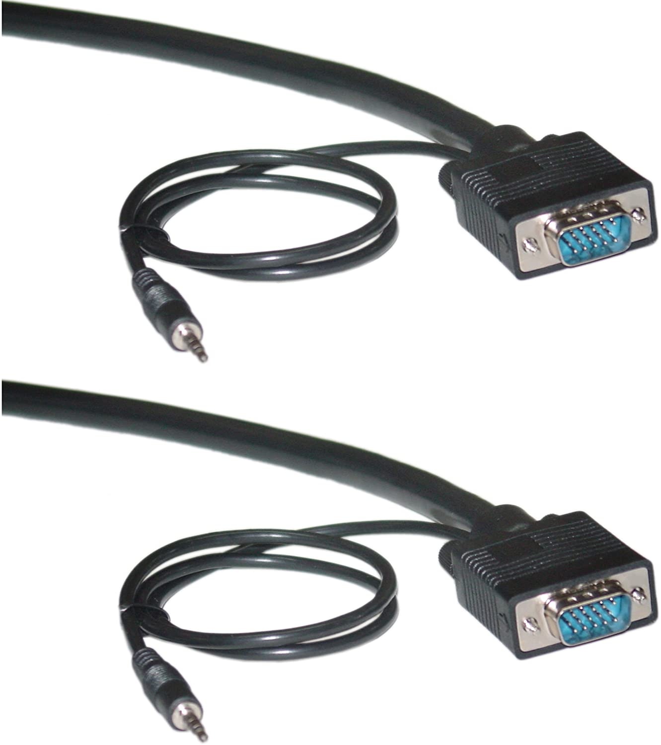 VGA Cable with Audio SVGA Monitor Cable with 3.5mm Stereo Audio HD15 Male to Male Plus Stereo Plug Double Shield Monitor Audio Video Coax Cable for PC Laptop Black 6 feet Cablewholesale