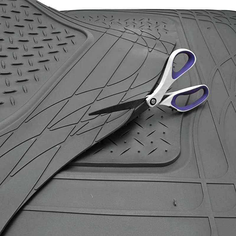 FlexTough Performance All Weather Rubber Car Floor Mats with Cargo Liner &ndash; Full Set Front & Rear Odorless Floor Mats for Cars Truck SUV, BPA-Free Automotive Floor Mats (Gray)