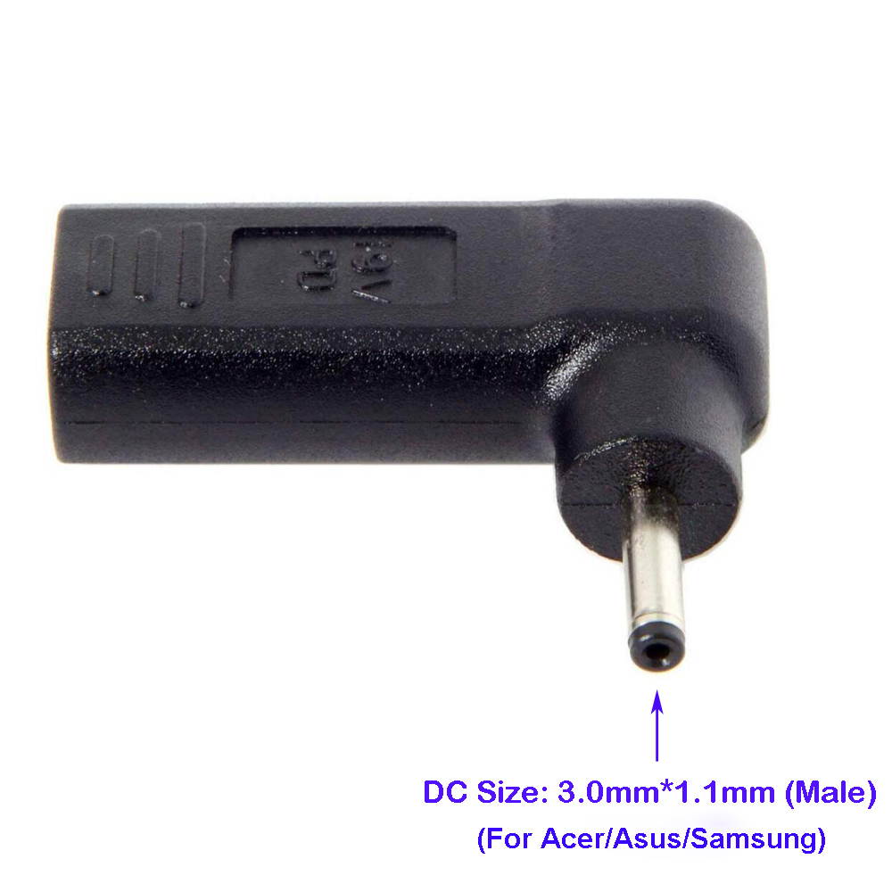 PD Adapter TYPE C USB-C to DC Tip 3.0x1.1mm Power Adapter Converter for Acer Aspire S3 S5 S7 Iconia Tab W500 W700 Samsung Series 5 9 Ultrabook Asus Zenbook UX21 UX21E UX31 Transformer Book T200 T200T