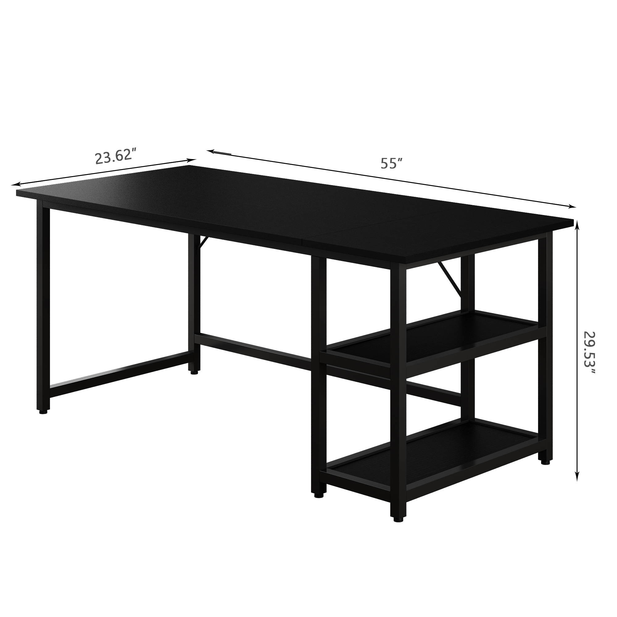 Shamdon Home Collection Home Office Computer Desk, Modern Minimalist Style Study Writing Desk with Wooden Storage Shelf,2-Tier Industrial Laptop Table with Splice Board