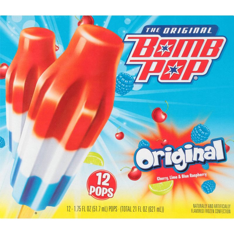 Bomb Pop Original (Cherry, Lime, Blue Raspberry) Bars - 21 fl oz /12ct
