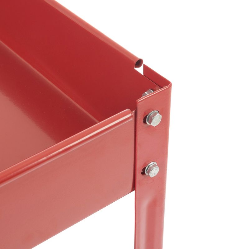 Stalwart 300lb capacity with Two Storage Tray Shelves Utility Metal Cart Red