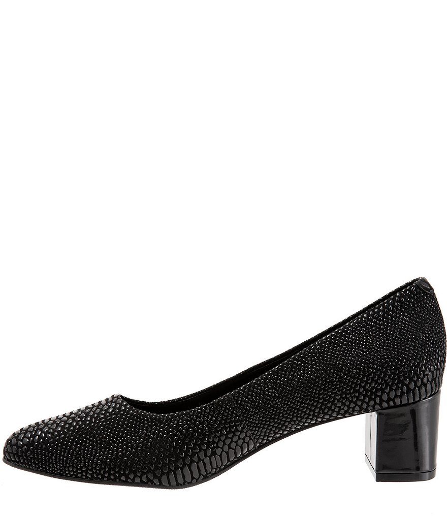 Trotters Kari Lizard Print Leather Block Heel Pumps