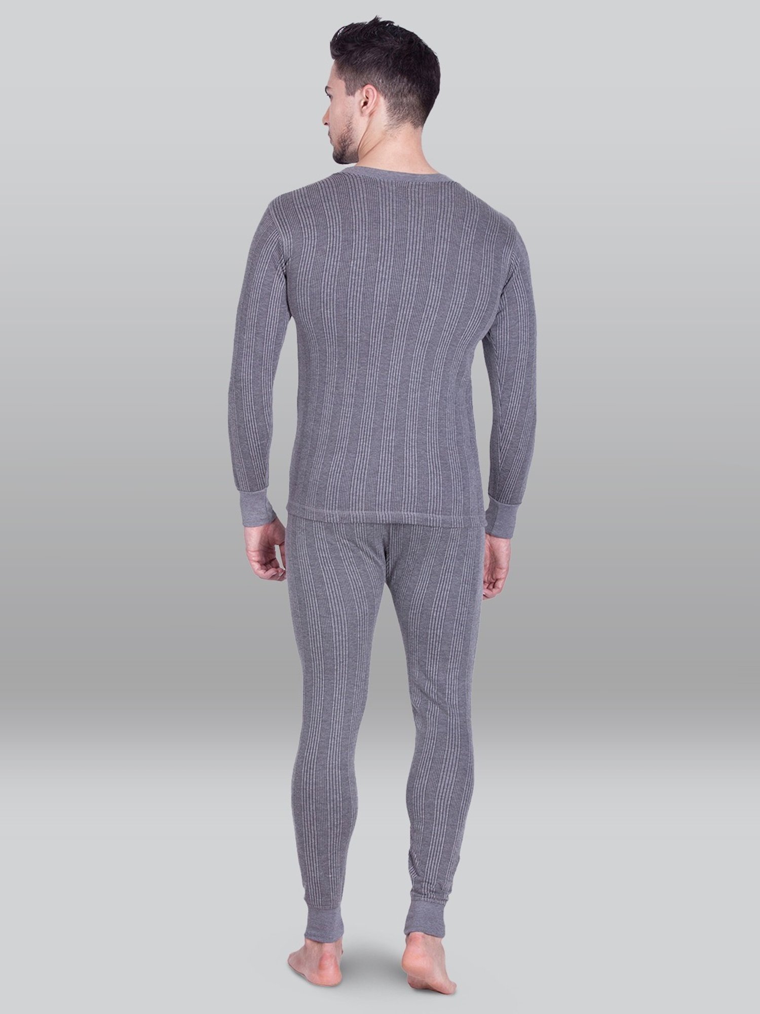LUX Inferno Charcoal Skinny Fit Striped Thermal Set - Pack of 2