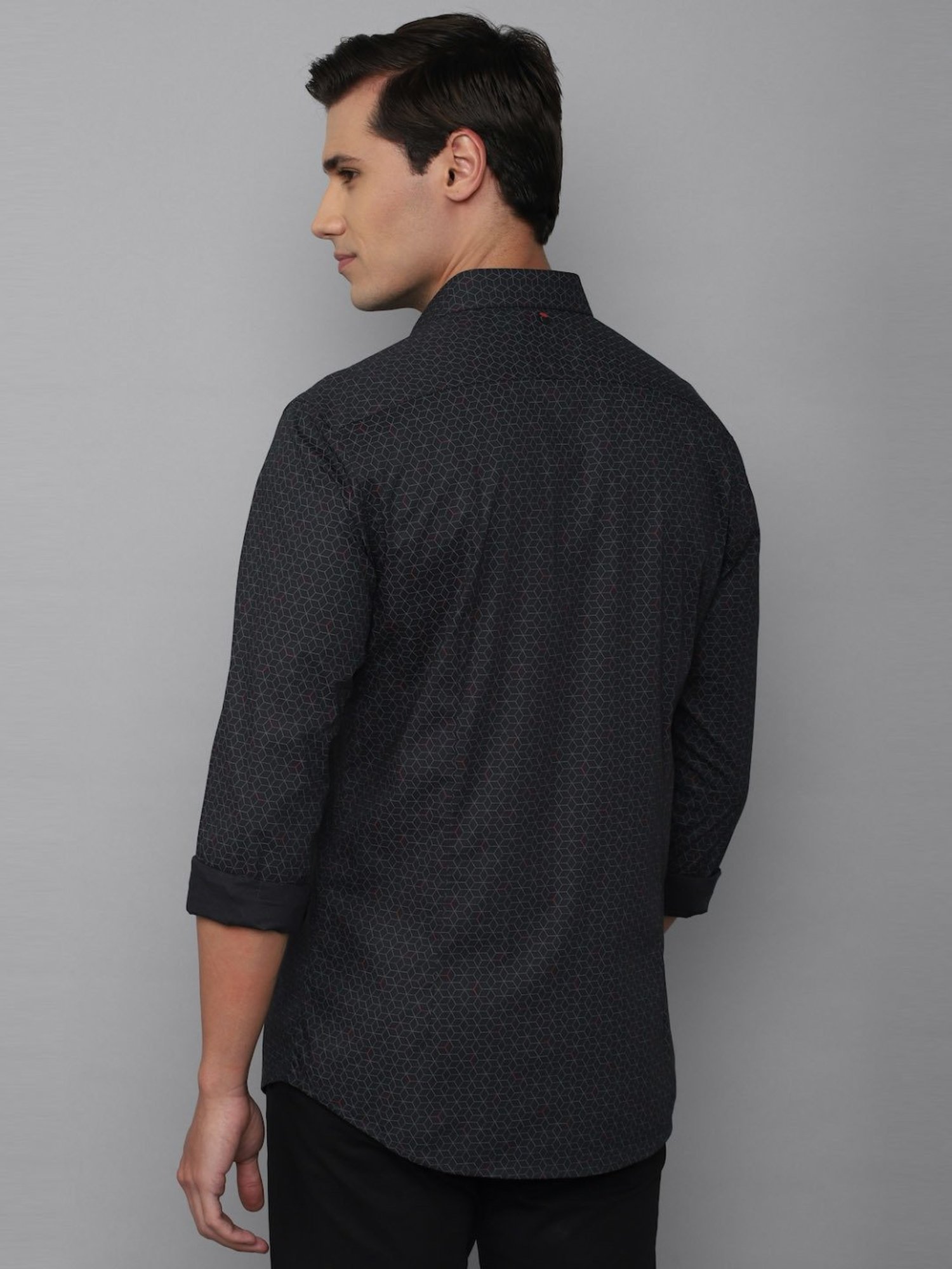Louis Philippe Sport Black Cotton Slim Fit Printed Shirt