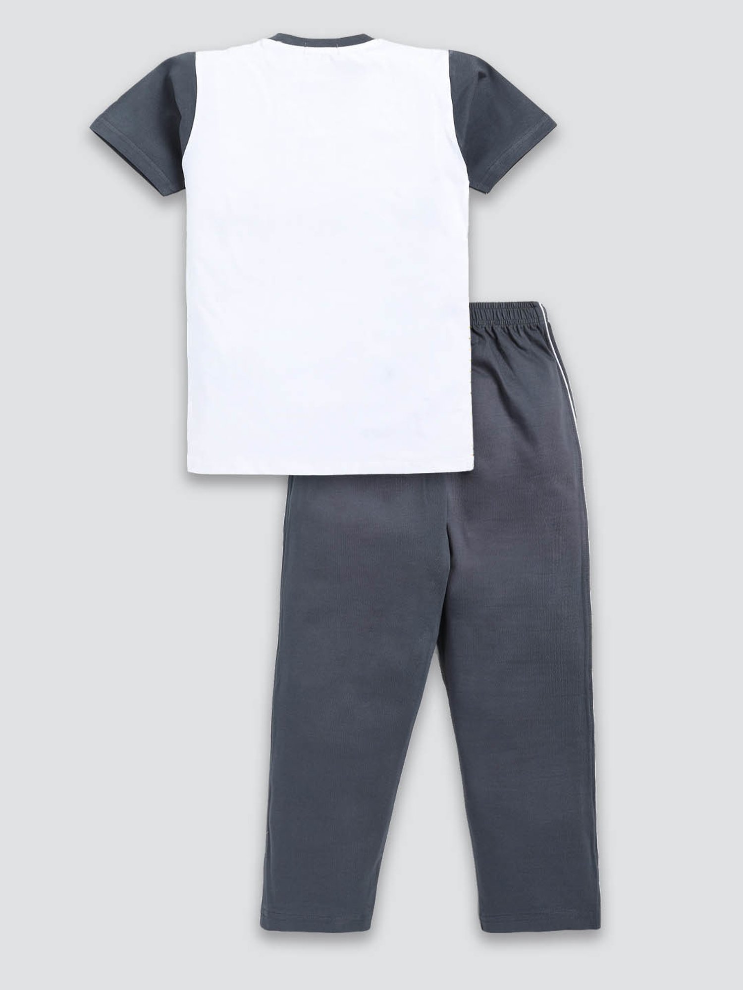 Todd N Teen Kids White & Navy Printed T-Shirt with Trackpants