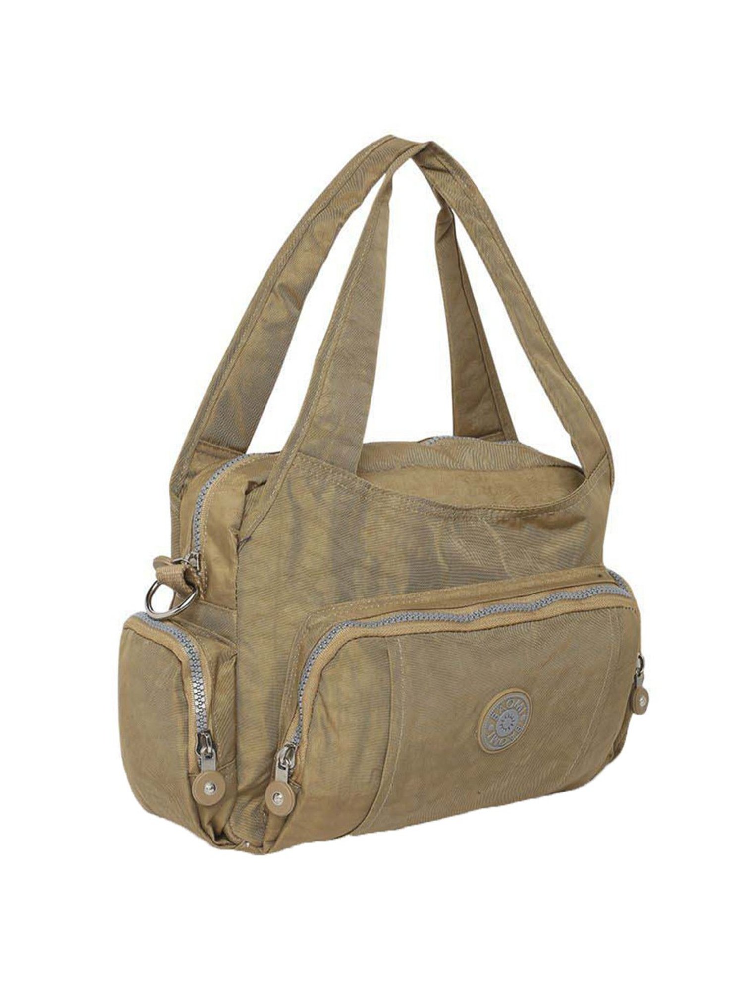 Baomi Beige Solid Medium Handbag