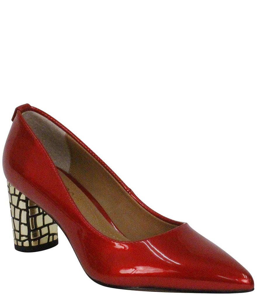J. Renee Vaneeta Patent & Croc Embossed Metal Heel Pumps
