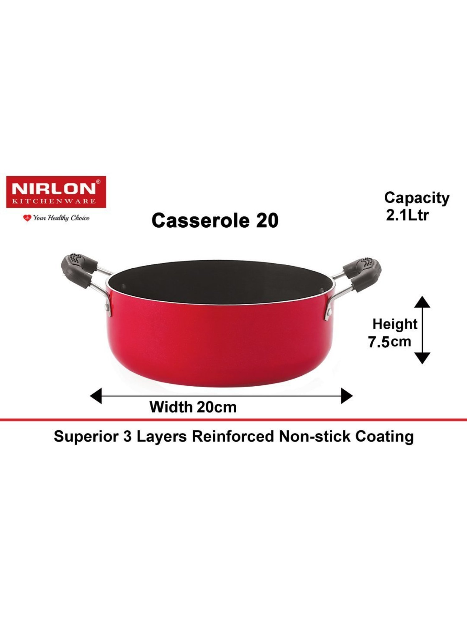 Nirlon Red Aluminium Non-Stick Cookware Combo Set of 3