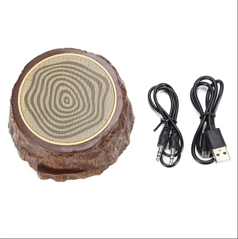 Outdoor Protable Mini Speaker Hands-free Bluetooth Wooden Stump Music Subwoofer Speaker