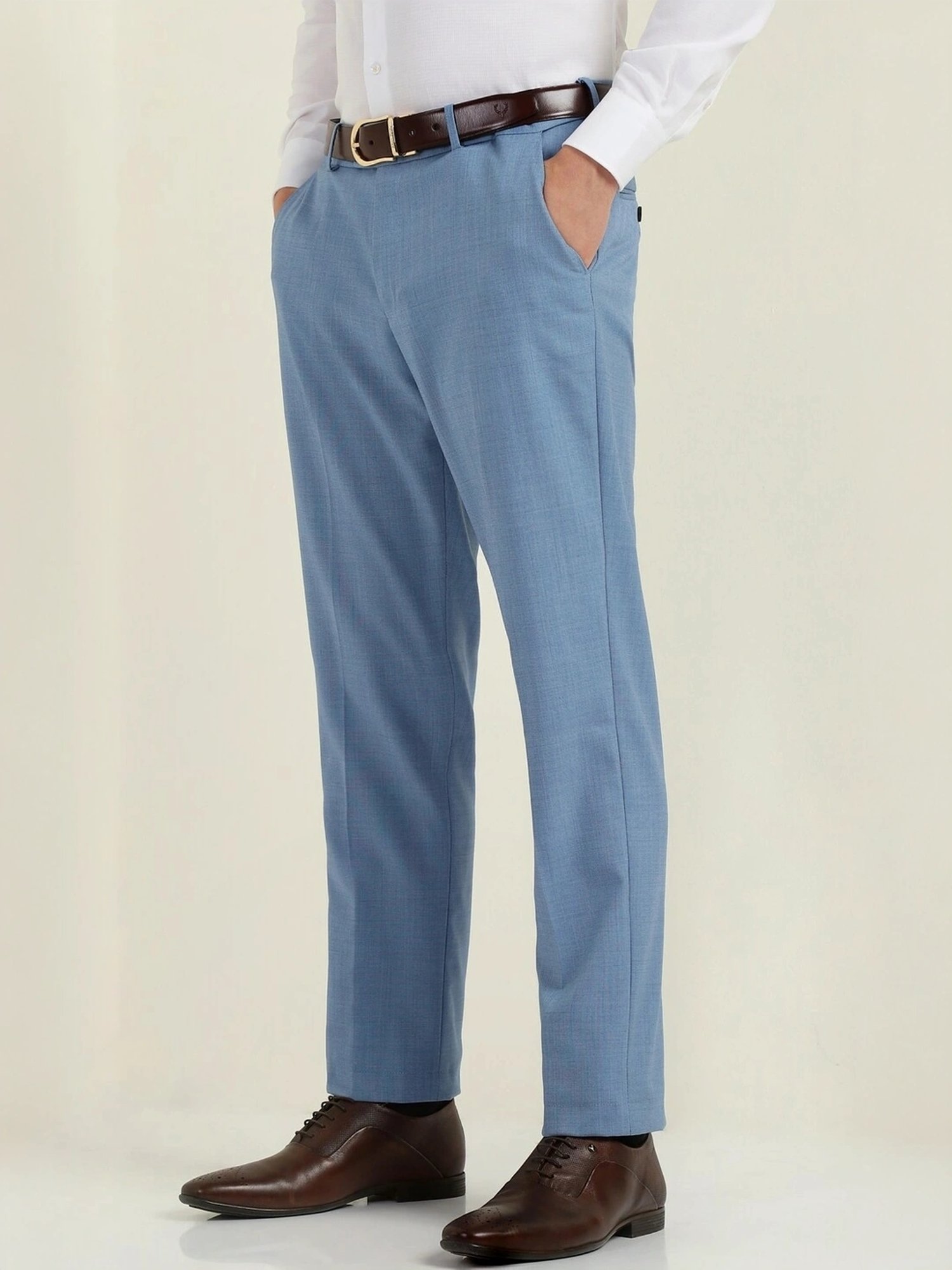 Allen Solly Blue Slim Fit Trousers