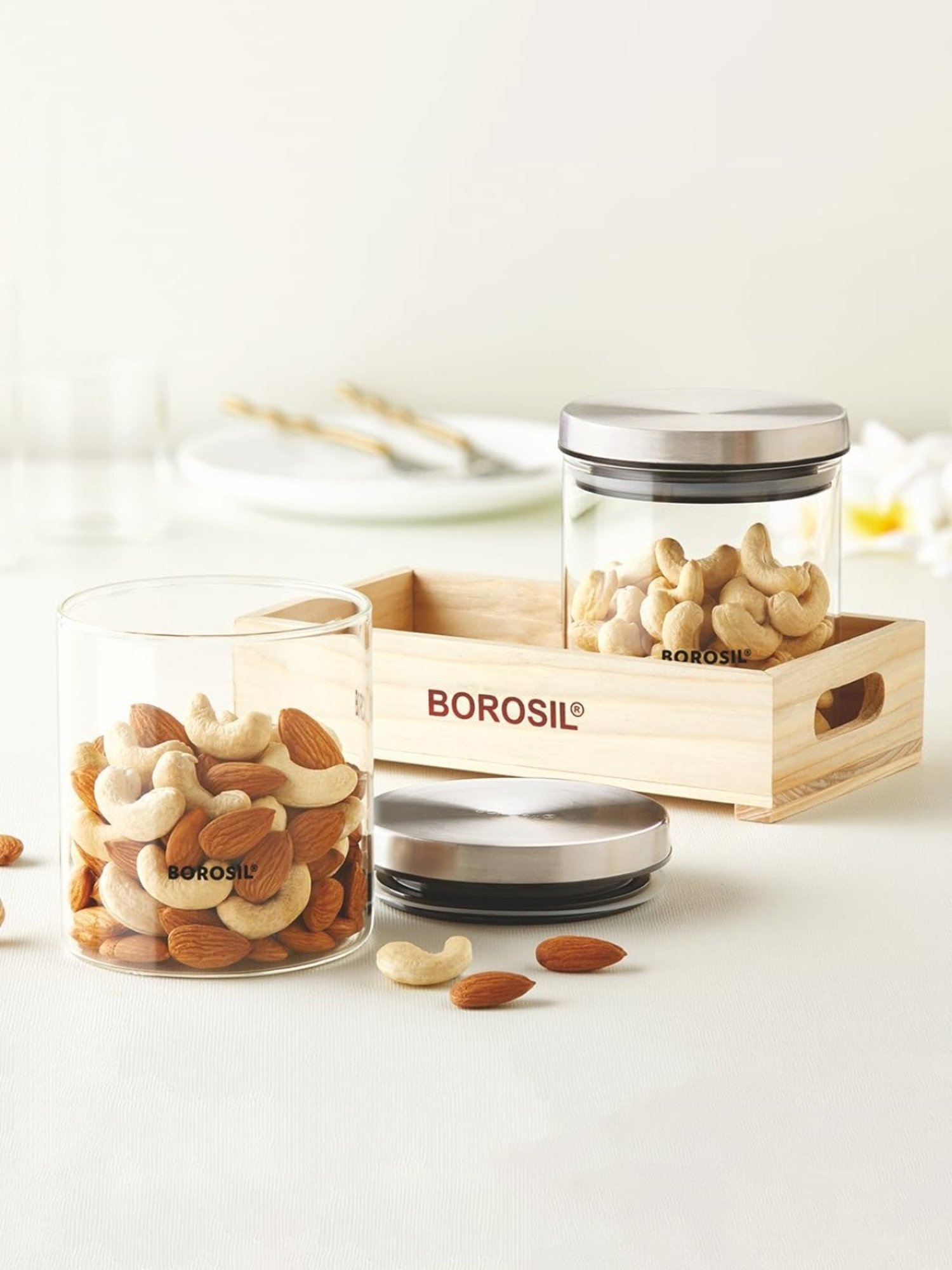 Borosil Transparent Glass Jar & Container (600ml)