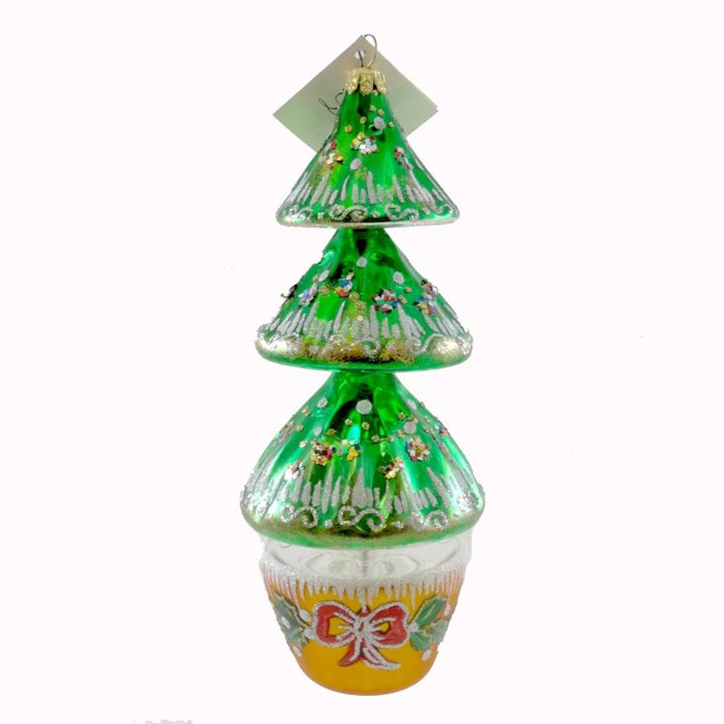 Laved Italian Ornaments Topiary Christmas Tree Gold Pot Blown Glass  -  Tree Ornaments